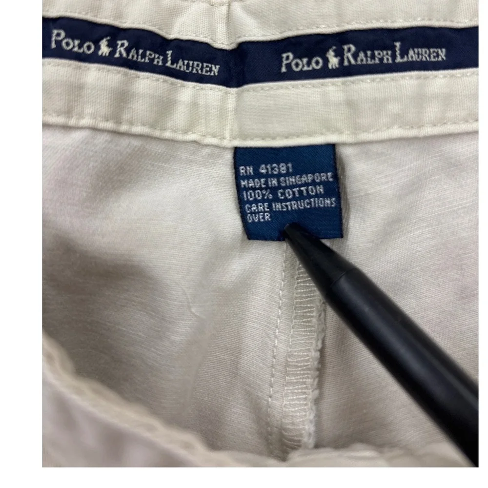 Vintage Polo Ralph Lauren Mens Pleated Chino Shorts Stone Beige Sz 35 6